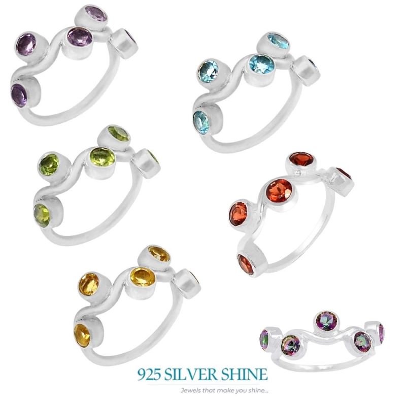 Genuine Mystic Topaz Gemstone Ring In Sterling Silver 925SR070-1_1