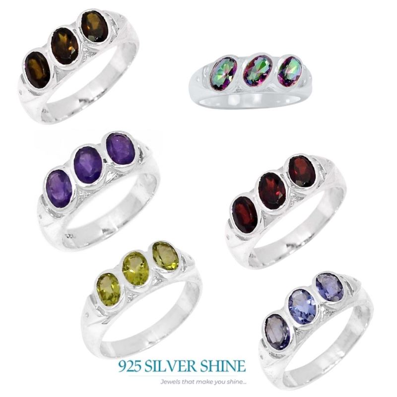 Genuine Smoky Quartz Semi Precious Gemstone Ring In Solid Silver 925SR079-2_1