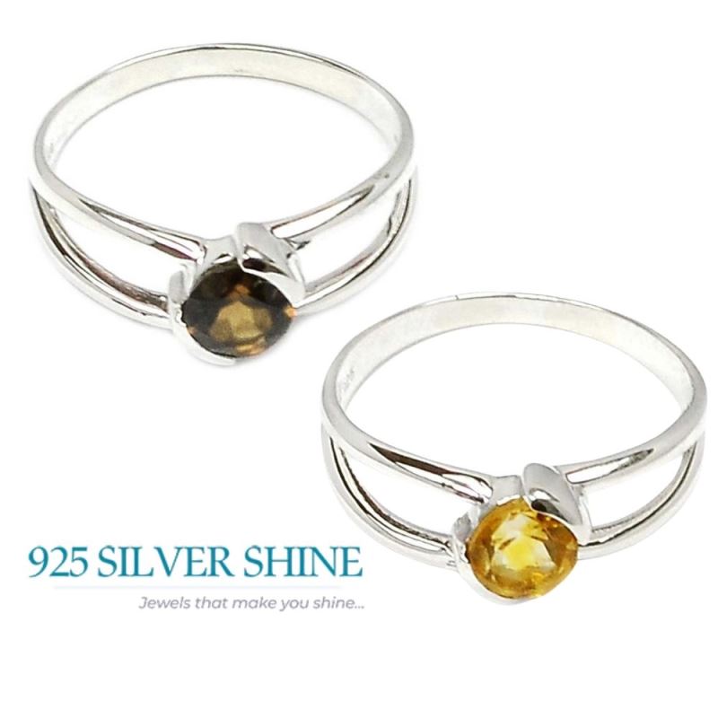 Semi Precious Smoky Quartz Gemstone Ring In Sterling Silver 925SR084-1_0