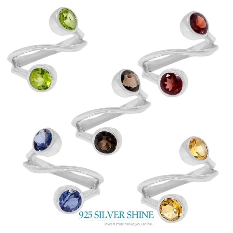 Peridot Tow Stone Sterling Silver Rings 925SR090-4_1