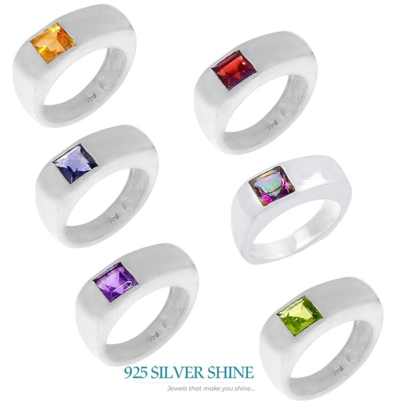 Garnet January Birthstone Sterling Silver Rings 925SR098-4_1