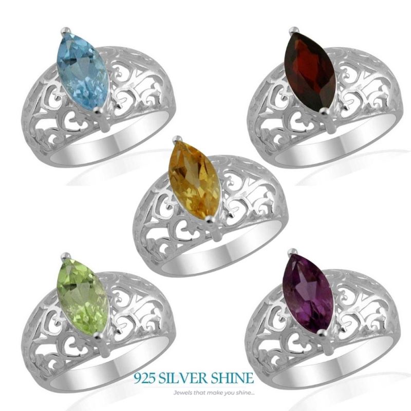 Sterling Silver Garnet Gemstone Filigree Rings 925SR1376_2