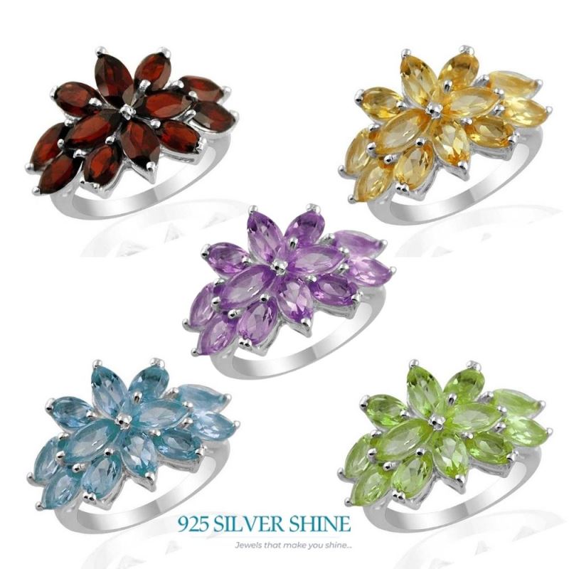 925 Sterling Silver Rings In Natural Garnet Gemstone 925SR1381_2