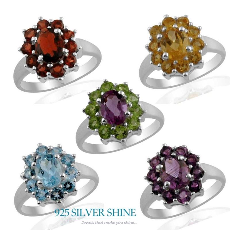 925 Sterling Silver Rings In Semi Precious Peridot Gemstone 925SR1388_1