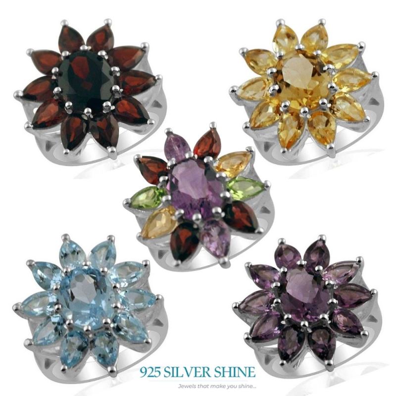 Semi Precious Multi Gemstone Rings In 925 Sterling Silver Jewelry 925SR1400_2