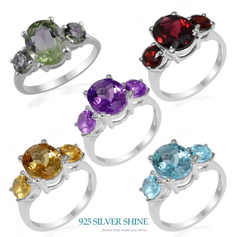 Natural Multi Gemstone Rings In 925 Sterling Silver Jewelry 925SR1402_2