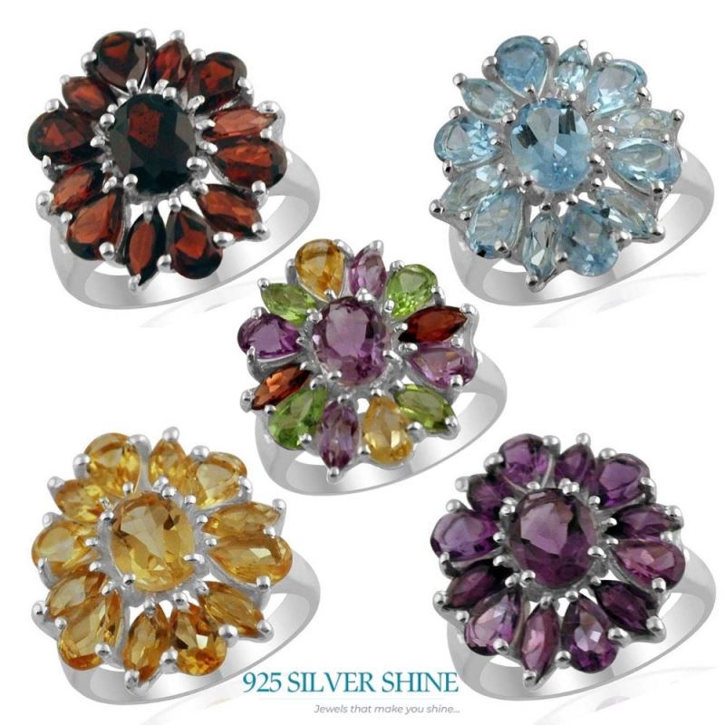 925 Sterling Silver Rings In Multi Gemstone Jewelry 925SR1414_1