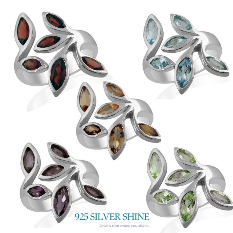 925 Sterling Silver Rings In Smoky Quartz Gemstone Jewelry 925SR1427_2