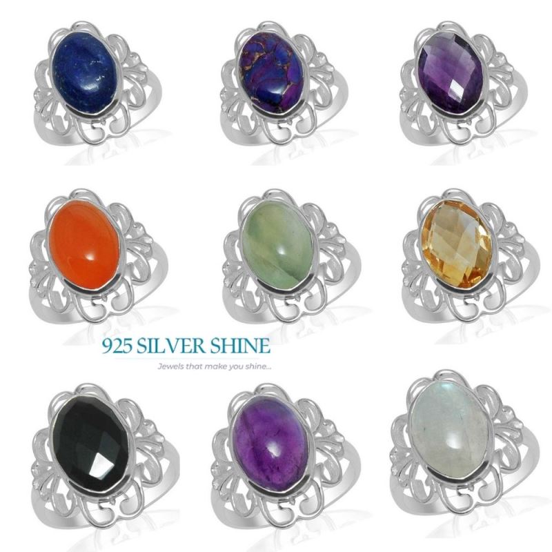 925 Sterling Silver Rings In Natural Lapis Lazuli Gemstone 925SR1457_1