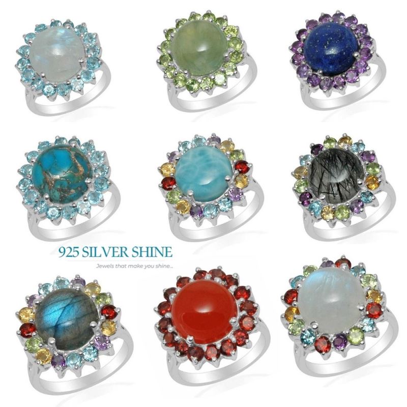 925 Sterling Silver Rings In Multi Gemstone Jewelry 925SR1485_1