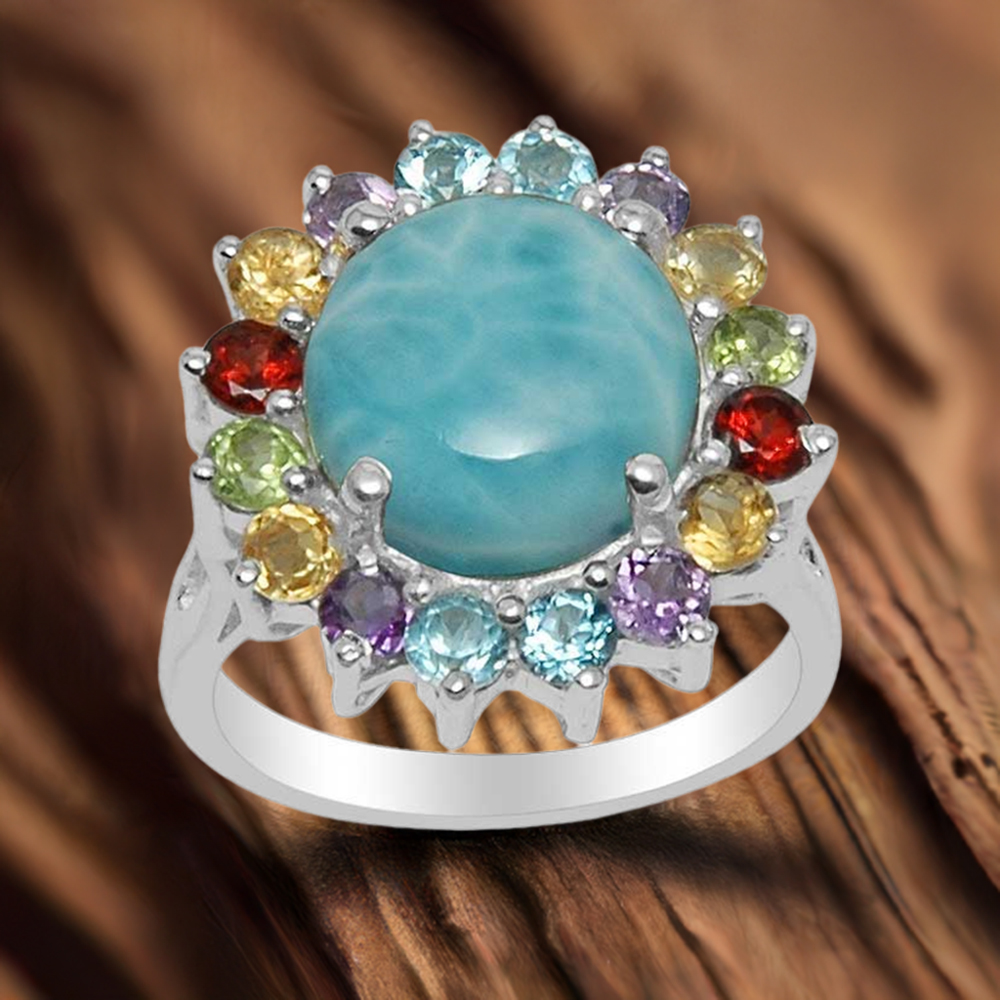 925 Sterling Silver Rings In Multi Gemstone Jewelry 925SR1486