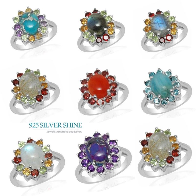 925 Sterling Silver Rings In Multi Gemstone Jewelry 925SR1497_2