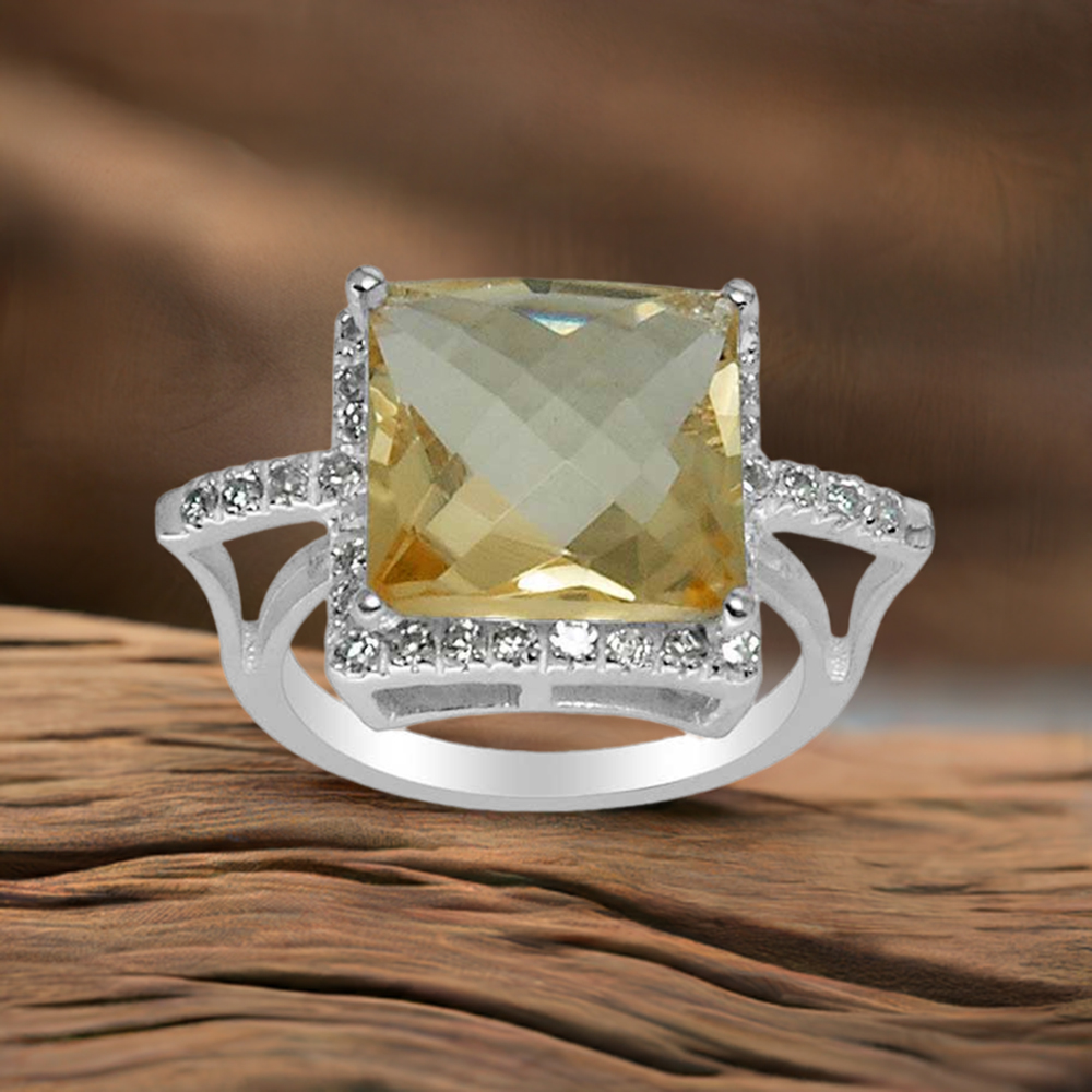 925 Sterling Silver Rings In Lemon Quartz Gemstone Jewelry 925SR1503
