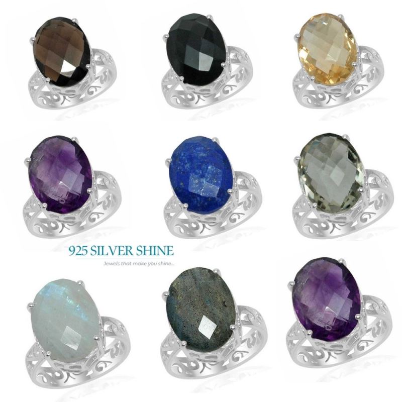 Solid 925 Silver Rings In Semi Precious Labradorite Gemstone 925SR1522_2