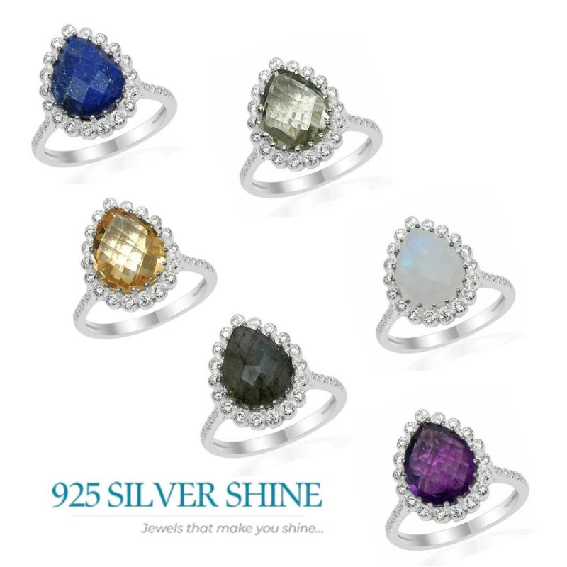 Genuine Lapis Gemstone Rings In Fine 925 Sterling Silver 925SR1535_1