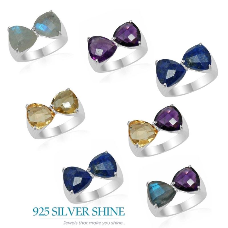 925 Sterling Silver Rings In Semi Precious Labradorite, Amethyst Gemstone 925SR1537_2