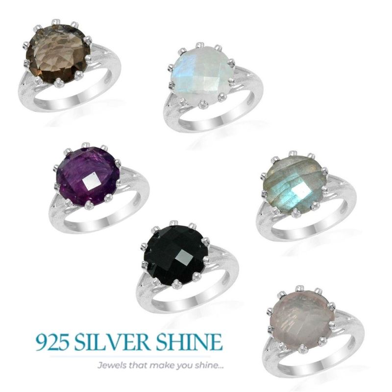925 Sterling Silver Rings In Genuine Rose Quartz Gemstone 925SR1599_2
