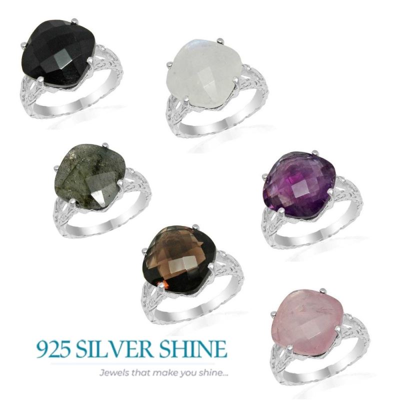 925 Sterling Silver Rings In Genuine Black Onyx Gemstone 925SR1620_2