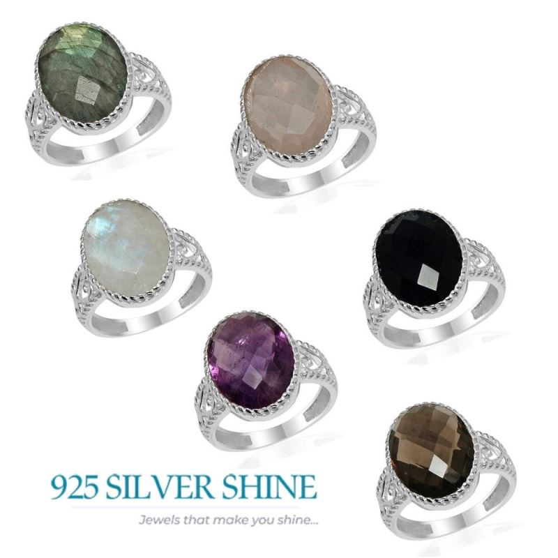 925 Sterling Silver Rings In Natural Labradorite Gemstone 925SR1627_2