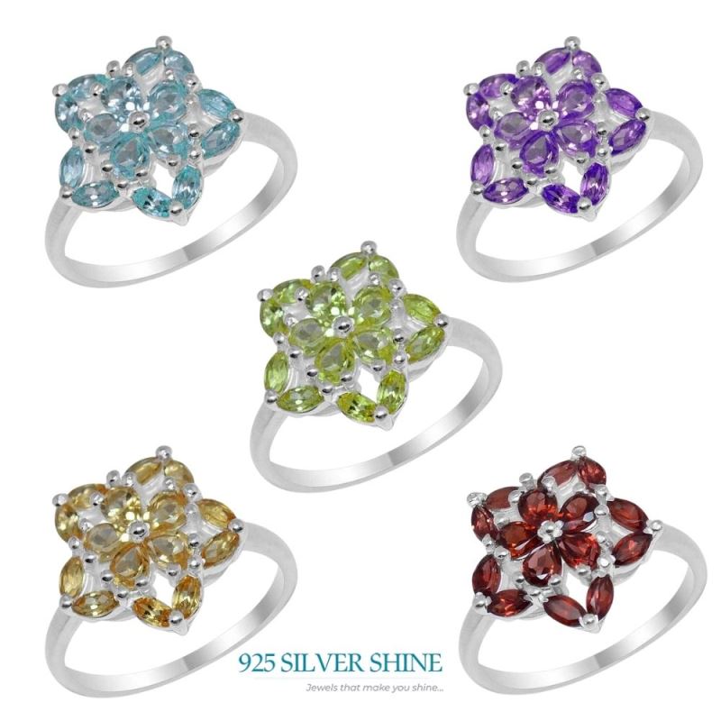 Solid 925 Silver Rings In Natural Blue Topaz Gemstone 925SR1679_2
