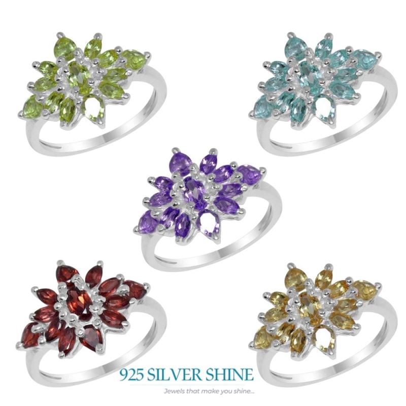 Fine 925 Sterling Silver Rings In Natural Garnet Gemstone 925SR1682_2