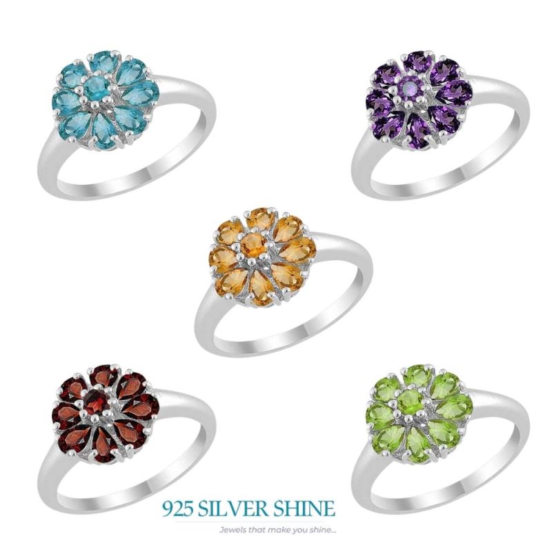 Semi Precious Amethyst Gemstone Rings In Solid 925 Silver 925SR1689_2