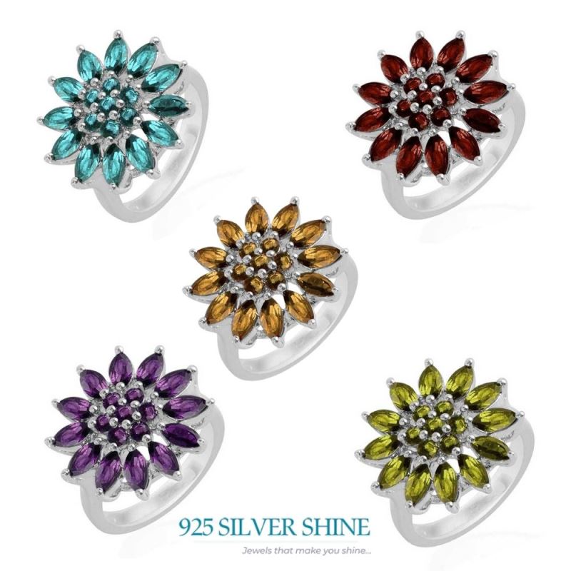925 Sterling Silver Rings In Natural Garnet Gemstone 925SR1694_2