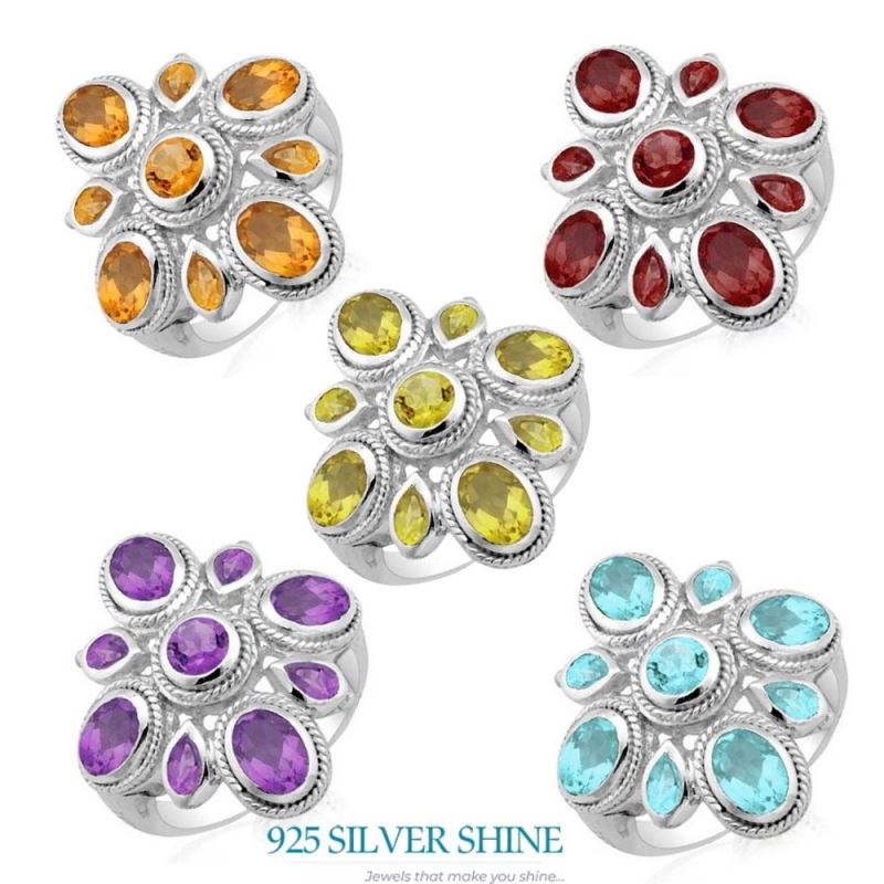925 Sterling Silver Rings In Natural Citrine Gemstone 925SR1785_1