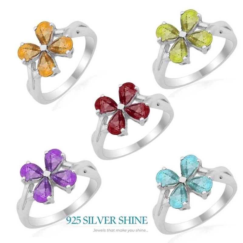Semi Precious Citrine Gemstone Rings In 925 Sterling Silver Jewelry 925SR1795_1
