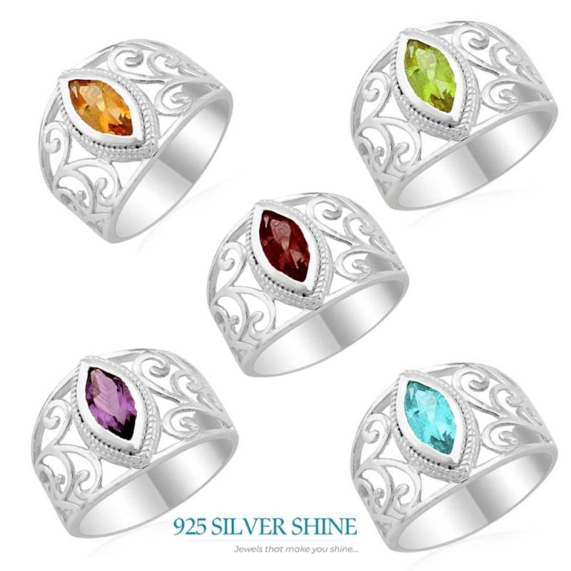 925 Sterling Silver Handmade Rings In Blue Topaz Gemstone Jewelry 925SR1806_2