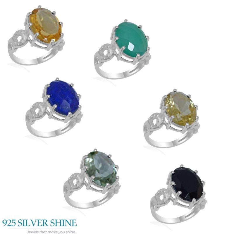 Sterling Silver Citrine Cut Stone Prong Rings 925SR1881_2