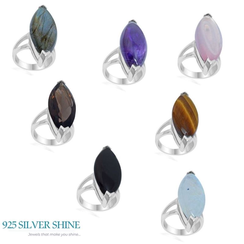 925 Sterling Silver Rings In Genuine Chalcedony Gemstone 925SR1927_2