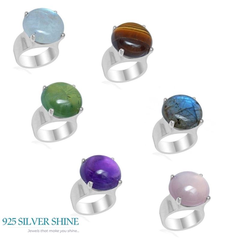 Semi Precious Rose Quartz Gemstone Rings In 925 Sterling Silver Jewelry 925SR1941_2