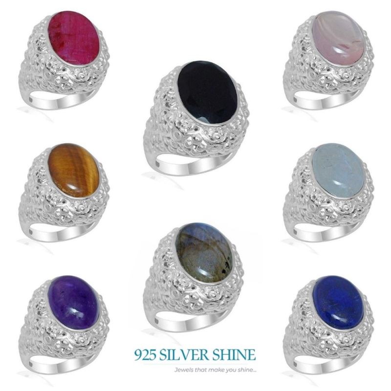 925 Sterling Silver Rings In Rainbow Moonstone Jewelry 925SR1957_2