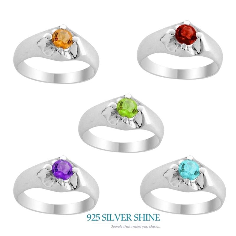 Faceted Citrine Birthstone Sterling Silver Rings 925SR1986_1