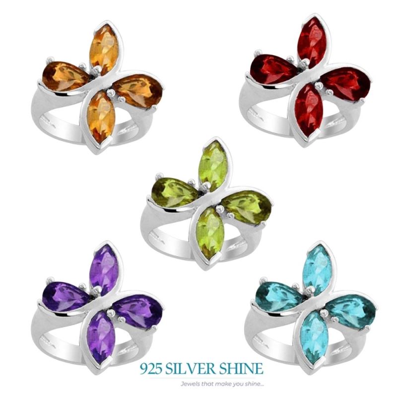 Natural Blue Topaz Gemstone Rings In Solid 925 Silver 925SR1992_2