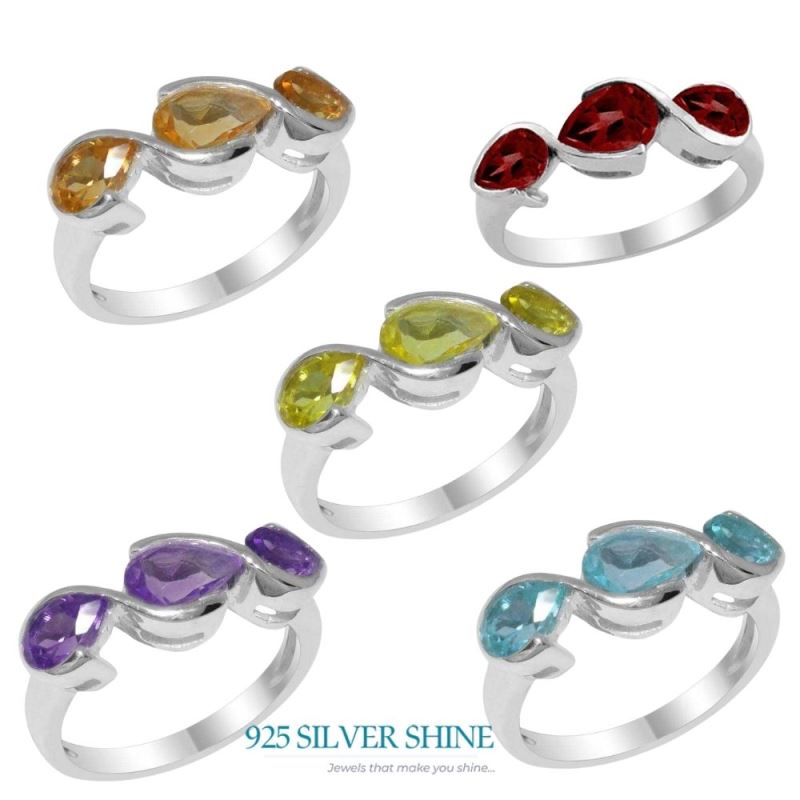 925 Sterling Silver Rings In Semi Precious Blue Topaz Gemstone 925SR2008_2