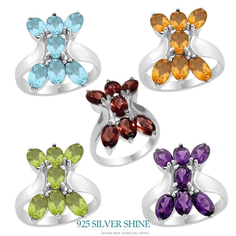 925 Sterling Silver Rings In Semi Precious Garnet Gemstone 925SR2011_2
