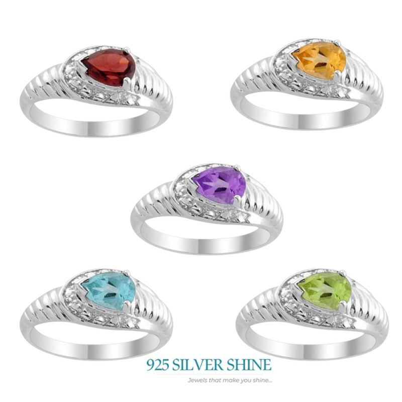 Natural Garnet Birthstone 925 Silver Rings 925SR2016_1