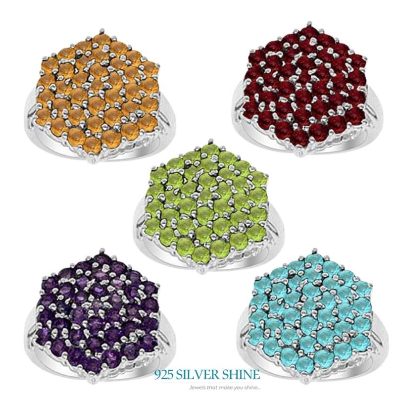 925 Sterling Silver Handmade Rings In Blue Topaz Gemstone Jewelry 925SR2028_1