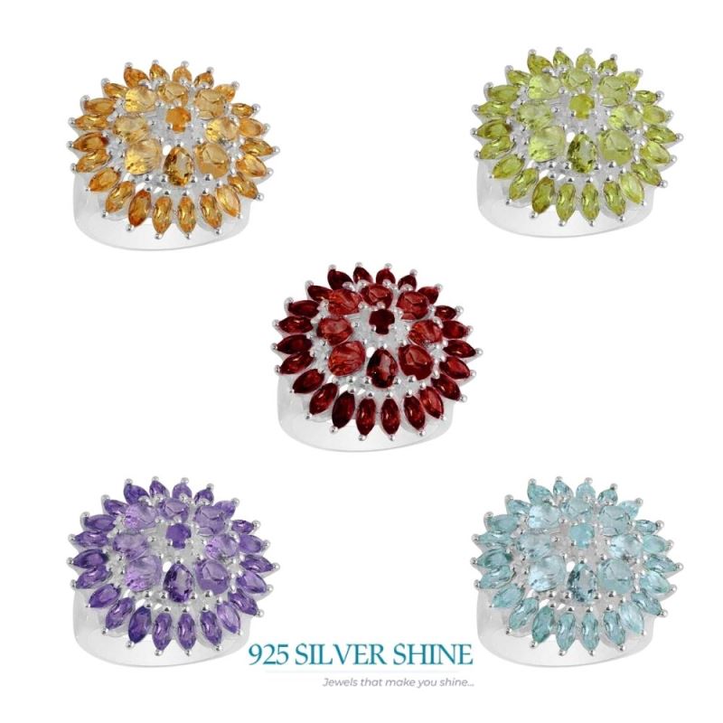 925 Sterling Silver Rings In Semi Precious Garnet Gemstone 925SR2078_1