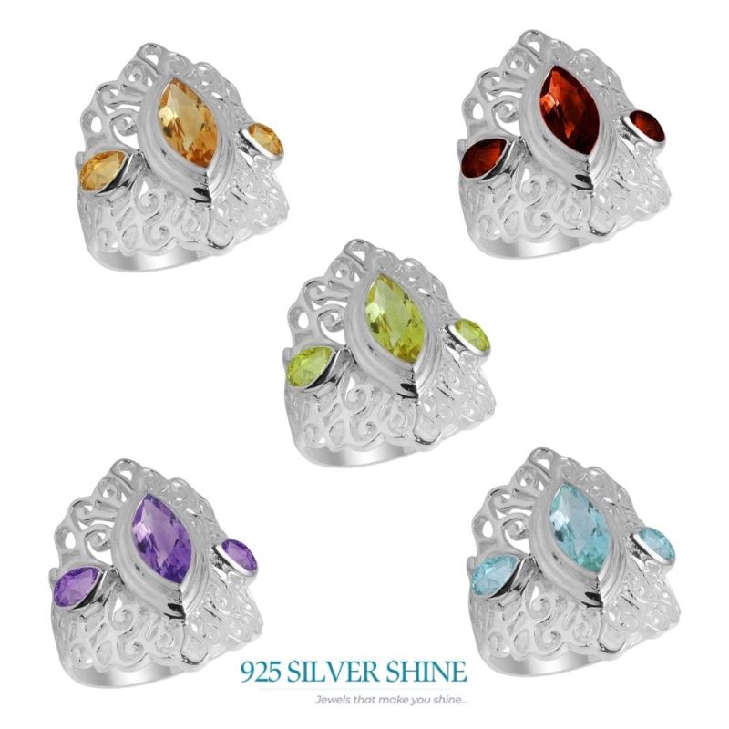 Semi Precious Peridot Gemstone Rings In 925 Sterling Silver Jewelry 925SR2096_2