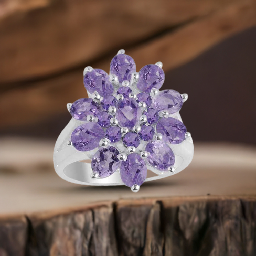 925 Sterling Silver Handmade Rings In Amethyst Gemstone Jewelry 925SR2135