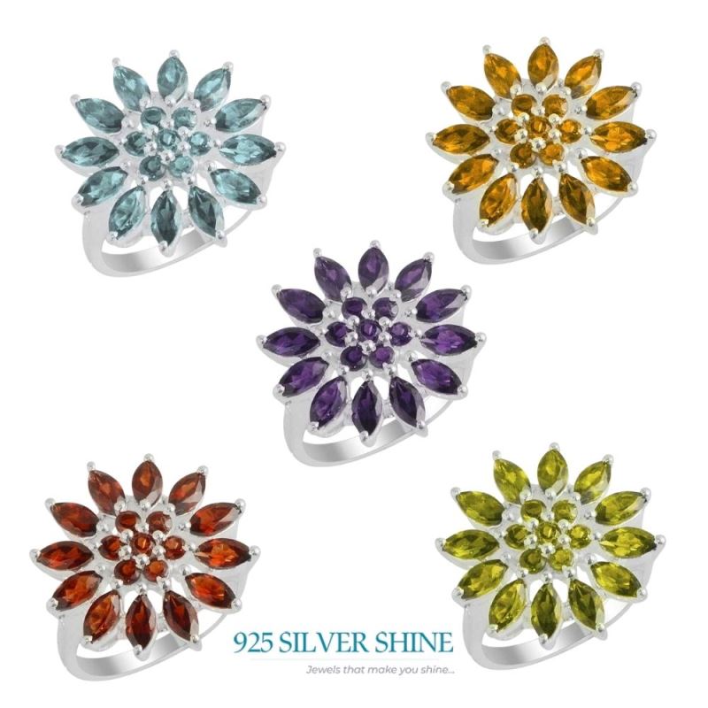 Solid 925 Silver Rings In Genuine Citrine Gemstone 925SR2143_1