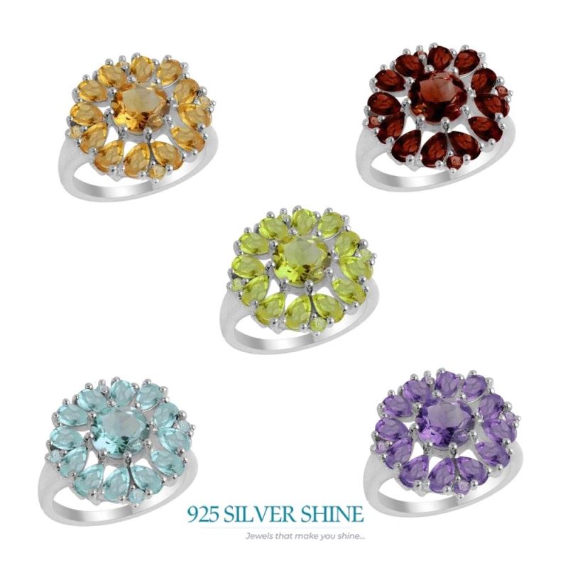 925 Sterling Silver Rings In Genuine Garnet Gemstone 925SR2158_1