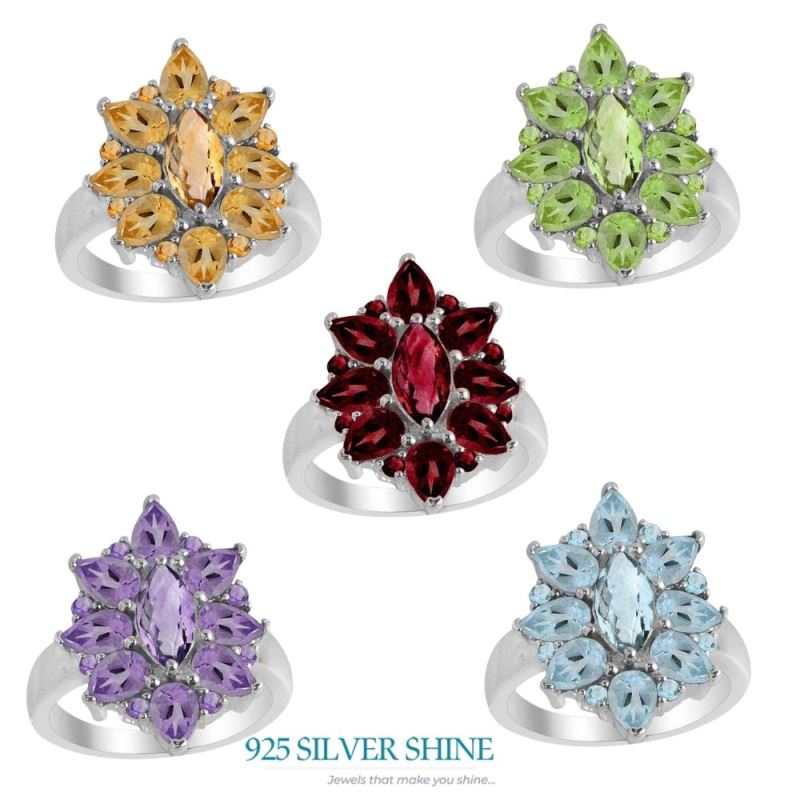 925 Sterling Silver Rings In Natural Garnet Gemstone 925SR2168_1