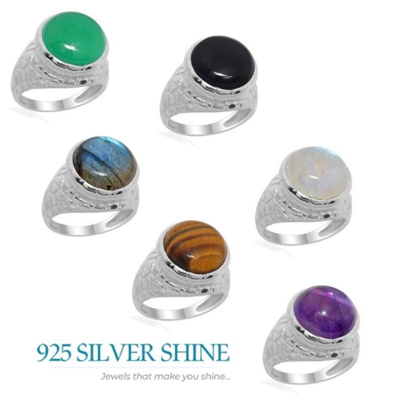 Genuine Black Onyx Gemstone Rings In 925 Sterling Silver Jewelry 925SR2179_1