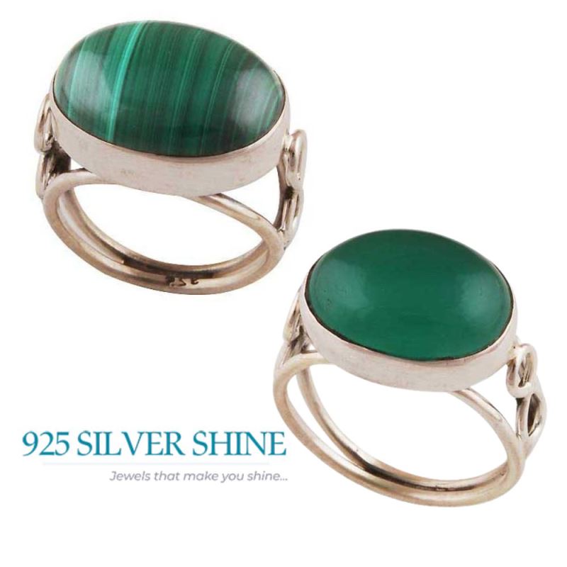 Natural Malachite Gemstone Rings In 925 Sterling Silver Jewelry 925SR2742_2