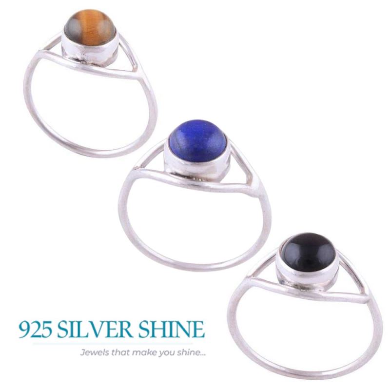 Genuine Lapis Gemstone Rings In Solid 925 Silver 925SR2793_2