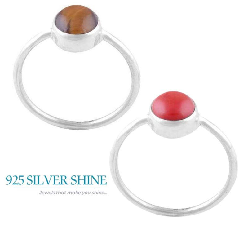 Genuine Coral Gemstone Rings In 925 Sterling Silver Jewelry 925SR2817_1